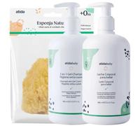 Atida Baby Set Mi Primer Baño Gel-Champú 400ml + Leche Corporal 400ml + Esponja Natural