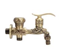 Atiguo Faucet Latón, G1/2 Grifo de doble salida Grifo de latón de pared al aire libre Grifos de la vendimia para lavabo de baño Jardín Grifos al aire libre Jardín de doble salida