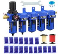 ATINY Secador de aire NPT de 5 etapas de 1/2 pulgada para compresor, sistema de secado de aire de cartucho de filtro de 5 y 0.01 micras, secadores desecantes dobles, drenaje semiautomático, grado