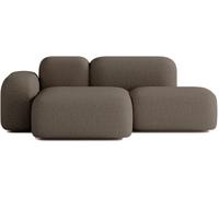 ATIO Sofá esquinero 2 plazas en tela marrón