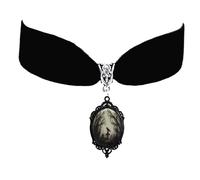 Atiptu Gargantilla gótica de terciopelo para mujer, collar de camafeo de cristal vintage, collares victorianos de vampiro, accesorios de disfraz de Halloween, Normal Large, Metal, No es una piedra