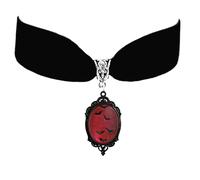 Atiptu Gargantilla gótica de terciopelo para mujer, collar de camafeo de cristal vintage, collares victorianos de vampiro, accesorios de disfraz de Halloween, Normal Large, Metal, No es una piedra