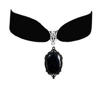 Atiptu Gargantilla gótica de terciopelo para mujer, collar de camafeo de cristal vintage, collares victorianos de vampiro, accesorios de disfraz de Halloween, Normal Large, Metal, No es una piedra