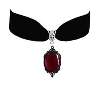 Atiptu Gargantilla gótica de terciopelo para mujer, collar de camafeo de cristal vintage, collares victorianos de vampiro, accesorios de disfraz de Halloween, Normal Large, Metal, No es una piedra