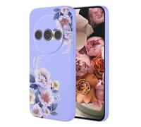 ATISIJIE Flores Funda para XiaoMi Poco C61 4G / RedMi A3 4G / A3X,Carcasa para Teléfono Móvil con Flores Lindo Dibujos Cover,TPU Ultrafina Case,Shockproof Scratch Cover-Púrpura
