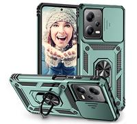 ATISIJIE Funda para Xiaomi Poco X5 Pro/Redmi Note 12 Pro 5G Funda, antigolpes, Xiaomi Poco X5 Pro/Redmi Note 12 Pro 5G Case 360 grados Metal Anillo Soporte [Función Push Window] Verde Oscuro