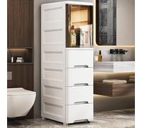 ATIVLB Armario de baño estrecho blanco, 25 x 38 x 107 cm, armario de almacenamiento multiusos para inodoro, fácil de mover, para cocina, baño