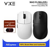 ATK VXE MAD R/R MAJOR Batería de larga duración Ratón inalámbrico ligero para juegos Modo dual PAW3395 3950 Ratones ergonómicos Estándar 8K MAD R PLUS-White