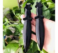 AtkitS Cristal Obsidiana Natural Daga Cristal Tallado corazón Cuchillo artesanías Hombres Regalos Magia talismán Bruja Suministros (Size : 2PCS)