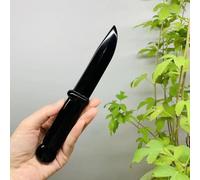 AtkitS Cristal Obsidiana Natural Hecho a Mano Cuchillo Daga Cristal protección Piedra Regalo for Hombres Amuleto Espada Bruja Suministros decoración (Size : 15cm)