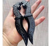 AtkitS Cuchillo de meditación de obsidiana natural esmerilada con cabeza hueca de cristal hecho a mano, para tallar, regalo para hombres, talismán mágico, espada, suministros de bruja