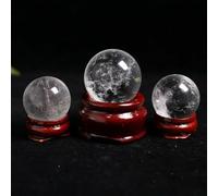 AtkitS meditación Bola de Cristal de Bola de Cuarzo Transparente de Roca Natural con Soporte (Size : 40mm)