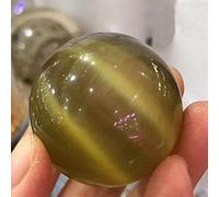 AtkitS meditación Bola de Piedra de Ojo de Gato Natural, Bola de Cristal de Cuarzo, decoración del hogar y Oficina (Color : Coffee, Size : 40MM)