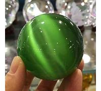 AtkitS meditación Bola de Piedra de Ojo de Gato Natural, Bola de Cristal de Cuarzo, decoración del hogar y Oficina (Color : Green, Size : 50MM)