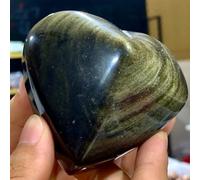 AtkitS meditación Cristal en Forma de corazón de obsidiana con Brillo Dorado Natural (Size : 80-100g)