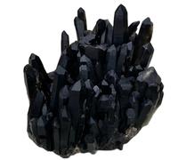 AtkitS meditación Espécimen Mineral de racimo de Cristal de Cuarzo Negro Natural (Size : 80-100g)