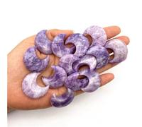 AtkitS meditación Lepidolita Natural, Mica púrpura, Cristal en Forma de Luna, Piedras pulidas, decoración, Regalo, artesanía, minerales Naturales (Size : 2PCS)