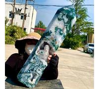 AtkitS meditación Obelisco de Cuarzo de Torre de ágata acuática de Punto de Cristal Natural (Size : 150-200g)