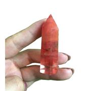 AtkitS Meditation - Varita hexagonal de cristal de cuarzo fundido rojo