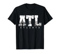 ATL Atlanta Georgia Vintage Skyline USA América Camiseta gráfica económica, Hombre, Negro, M