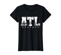 ATL Atlanta Georgia Vintage Skyline USA América Camiseta gráfica económica, Mujer, Negro, M