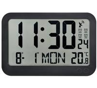 Atlanta 4519 - Reloj de Pared con Pantalla Digital LCD Grande (4 alarmas, repetición, día y Fecha, rectángulo)