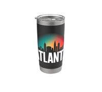 Atlanta City Skyline Vibrante Atardecer Colores Vaso térmico de acero inoxidable de doble pared