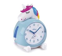 Atlanta Despertador Infantil sin tictac, Unicornio con luz Musical, Soporte Superior, Azul, 17 cm - 2163