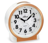 Atlanta Despertador sin tictac silencioso con luz Snooze Cuarzo analógico - 2173/18 (Oro Rosa/Blanco)