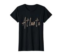 Atlanta Georgia Diseño Elegante Vintage Camiseta gráfica económica, Mujer, Negro, S