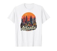 Atlanta Skyline Georgia Vintage City Souvenir Retro ATL Camiseta gráfica económica, Hombre, Blanco, S
