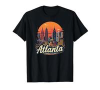 Atlanta Skyline Georgia Vintage City Souvenir Retro ATL Camiseta gráfica económica, Hombre, Negro, XL