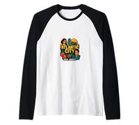 Atlantic City New Jersey Vacaciones Casino Juegos de Azar Diversión Camiseta Manga Raglan