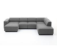 Atlantic Home Collection Bulky Sofá Modular rinconero para el hogar, con cheslón a la Derecha, Tela, Gris Claro, 195 x 324 x 70 cm