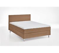 Atlantic Home Collection Cama con Base integrada, Incluye somier y colchón de núcleo de muelles H3, Madera, Color Caramelo, 140 x 200 cm