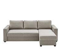 Atlantic Home Collection Dublin Sofá Cama esquinero tapizado con núcleo de muelles y función de Cama, Tela, Gris cálido, 150 x 234 x 89 cm