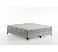 Atlantic Home Collection Romy Cama con Base integrada sin cabecero Moderno, colchón de muelles ensacados, Grado de firmeza 3, Incluye sobrecolchón, Gris Claro, 180 x 200 cm