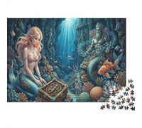 Atlántida SirenaRompecabezas Clásico 1000 Piezas Cartón Reciclado Templo del Mar Profundo Relajación Mental, Tiempo Libre, Regalo De Cumpleaños para Parejas Y Familia 70x50cm/1000pcs