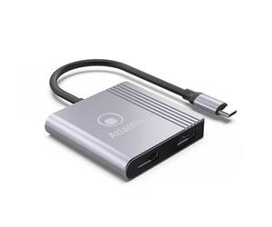 ATLANTIS A04-TC_2HDMI+ Adaptador Dual Monitor USB C Type C a 2xHDMI, 1080p 60 Hz,Permite conectar un portátil con Salida USB C a Doble Monitor proyector con Entrada HDMI.Cable de 18 cm