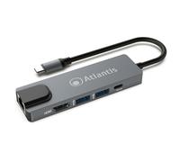 ATLANTIS A04-TC_LANHD+PU Mini Docking Station USB C (Type C) a HDMI 4K, Ethernet RJ45 Gigabit, 2 USB 3.0, 1 USB C, 1 PD-85W, Compatible con Todos los portátiles.