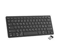 Atlantis Argo 900 Mini Teclado, Ultra Delgada Inalámbrica, RF + Bluetooth, QWERTY 78 Teclas Chocolate Key, para PC/Notebook/Smartphone/Tablet/iOS/Android, Negro