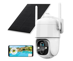 Atlantis Cámara motorizada Volta Pro PT A16-VL66P, 360° PTZ, Wi-Fi inalámbrico interior externo con batería recargable, panel solar, cámara de vigilancia, visión nocturna, Full HD 1080