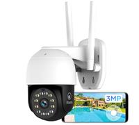 ATLANTIS Cámara Wi-Fi externa inalámbrica 2K, 3 Mpixeles Full HD y Sup: 2290x1288 o 1920x1080 a 25fps, Motorización, IP64, 6 IR y 6 LED Bianchi Dist. 12 m, micrófono, aplicación gratuita, A14-SC940-PT