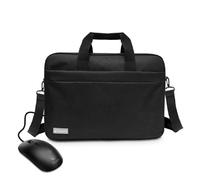 Atlantis Bolso portátil 15.6" pulgadas + ratón USB, bandolera modelo Lisboa, acolchado interior, bolsillo porta documentos, bolsillo exterior para accesorios, correa trolley Correa bandolera negra