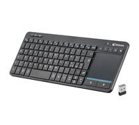 Atlantis Mini Teclado con Panel táctil multitáctil Integrado, RF inalámbrico + Bluetooth, QWERTY, Teclas de función Multimedia, para PC/Notebook/Smart TV/Smartphone/Tablet/iOS/Android - Negro
