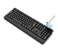 Atlantis Teclado con lector de tarjetas inteligentes integrado, QWERTY italiano, lectura CNS, CRS, tarjeta de salud, firma digital, puerto USB, cable de 1,5 m - negro
