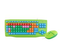 Atlantis Teclado y ratón para niños, Teclado Italiano QWERTY y ratón USB de hasta 1600 PPP con Teclas Grandes, Suaves y Coloridas, Fuentes ampliadas
