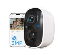 Atlantis Volta Pro - Cámara Wi-Fi inalámbrica 3 MP, batería recargable, visión nocturna IR/LED, IP65, audio de 2 vías, sensor PIR detección de movimiento, ranura micro SD, APP, notificaciones Push