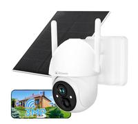 Atlantis Volta Pro PT - Cámara Wi-Fi motorizada inalámbrica de 3 MP, batería recargable, panel solar IR/LED, IP65, audio de 2 vías, detección de movimiento, ranura MicroSD, APP, notificaciones Push