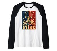 Atlas Cósmico Titán Griego Sosteniendo Estrellas Cielo Camiseta Manga Raglan